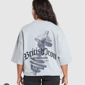 Gymshark Pale Gray British Iron Graphic Tee - Relaxed Fit